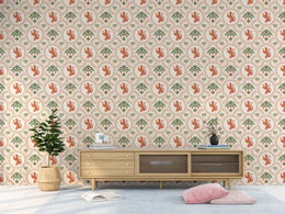 Tiger Jungle Peel and Stick Wallpaper | Terracotta &amp; Green Safari Art | Vintage Style | Kids Room image 3