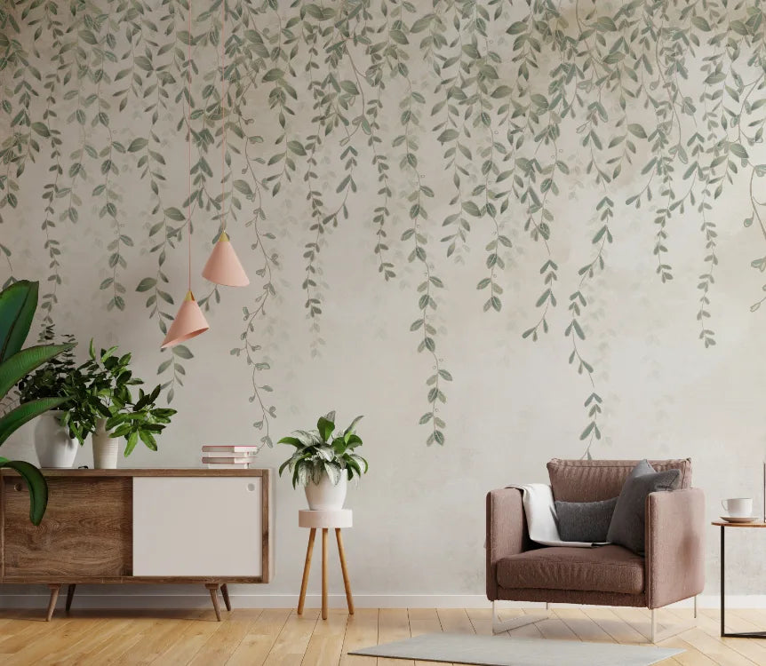 Foggy Hanging Leaves Wallpaper Murals image 1