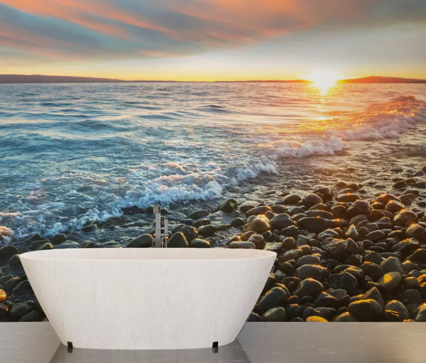 Sun Kissed Shores Ocean Wallpaper image 2