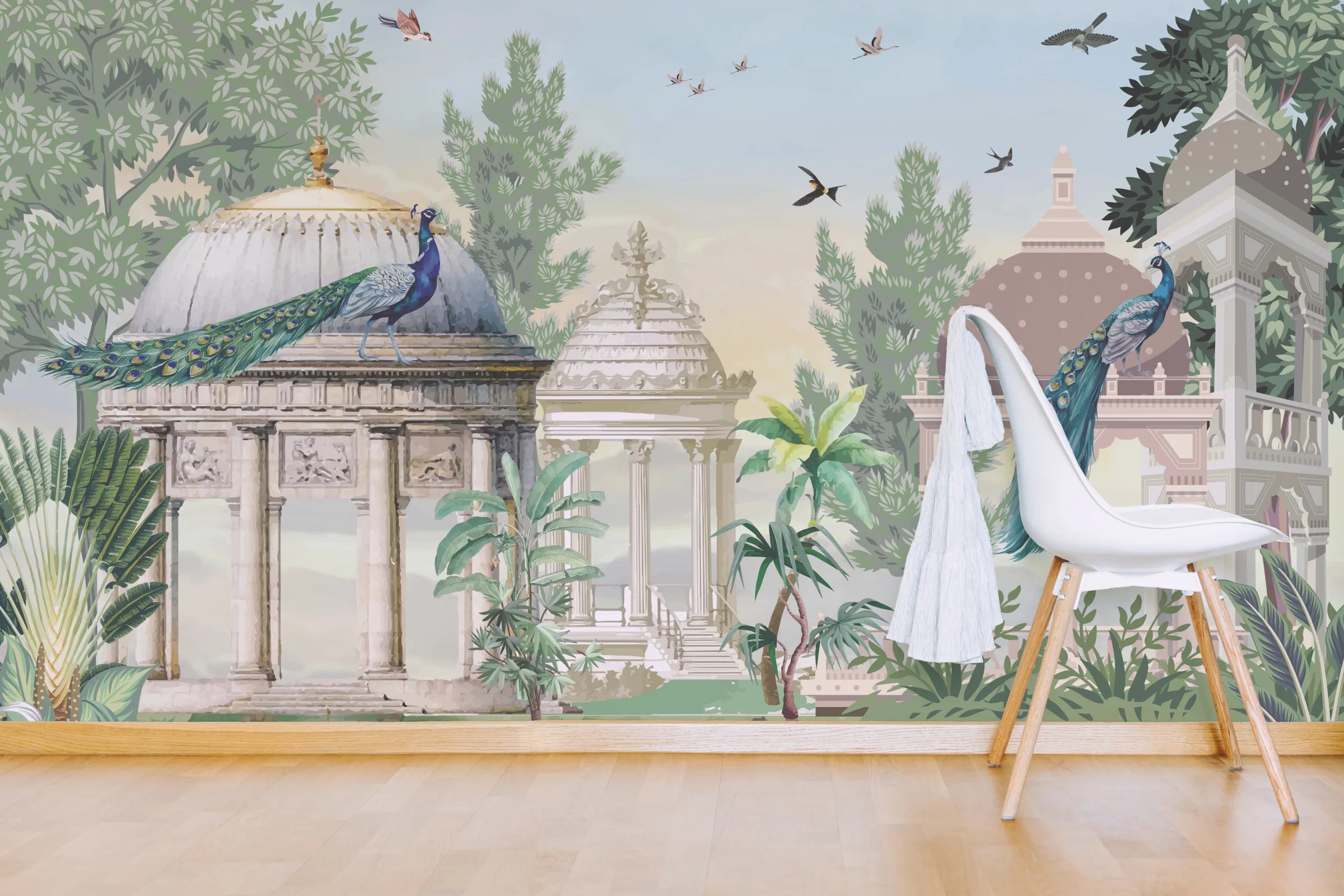 Botanical Peacock Palace Wallpaper | Mughal Garden Peel & Stick Decor image 4