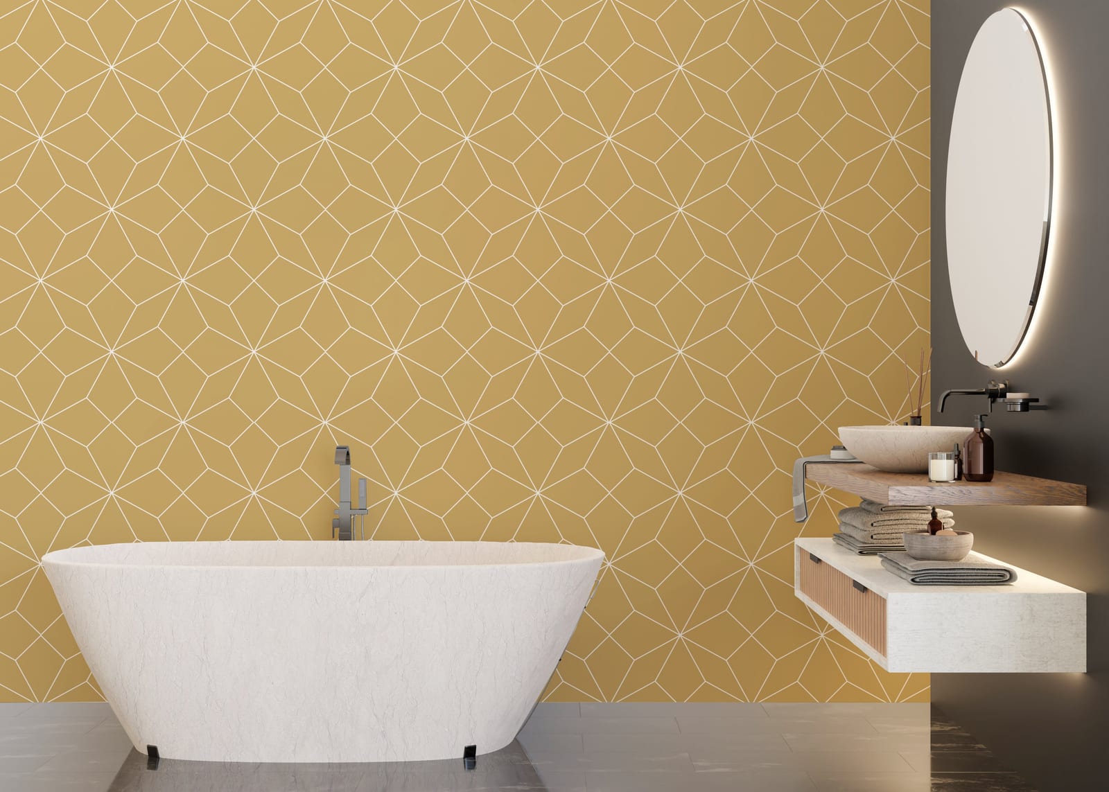 Geometric Diamond Yellow Self-Adhesive Wallpaper