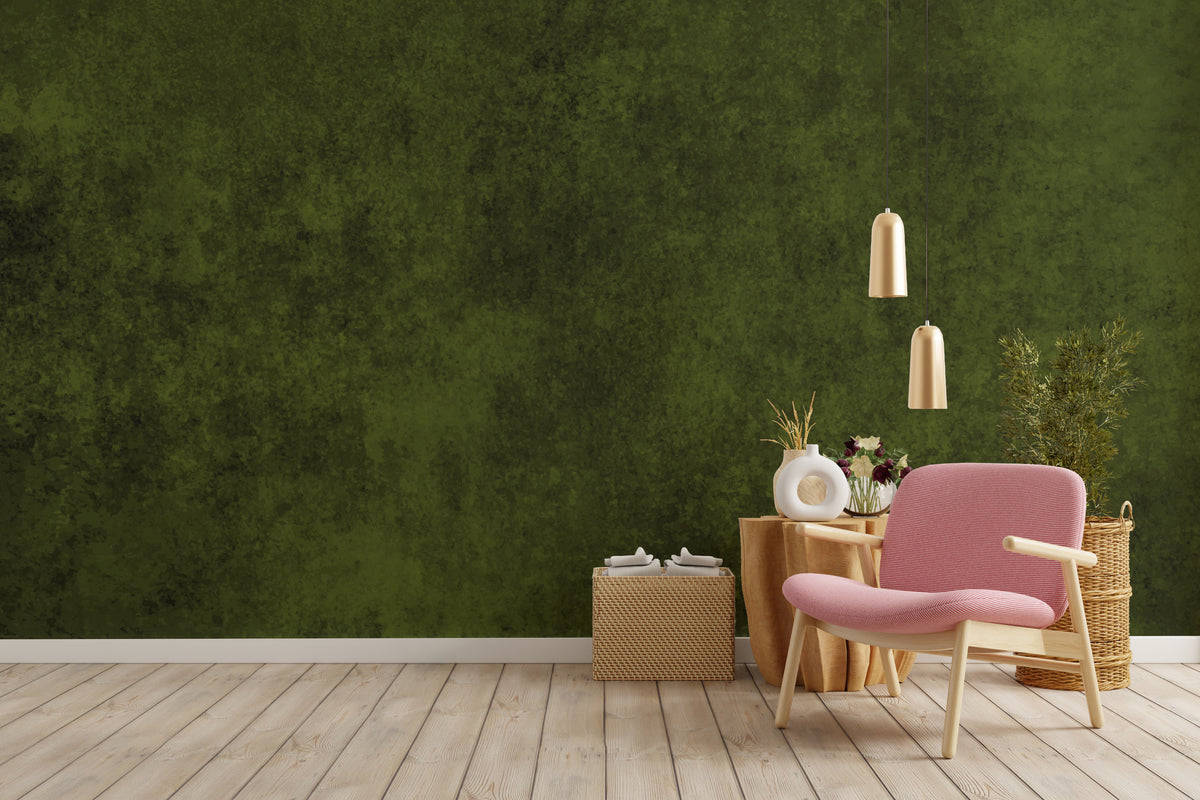 Green Textured Concrete Wallpaper Luxury Earth Tone Living Room Peel and Stick Decor