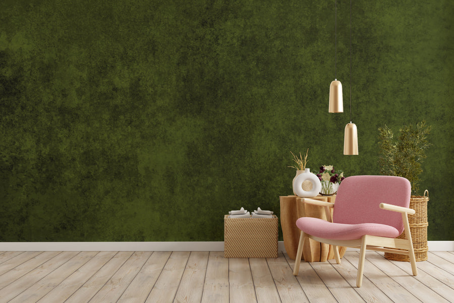 Green Textured Concrete Wallpaper Luxury Earth Tone Living Room Peel and Stick Decor