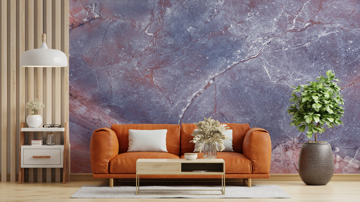 Abstract Marble Peel and Stick Wallpaper Blue Purple Removable Wall Mural