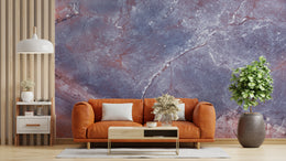 Living room accent wall wallpaper featuring blue purple marble stone texture design