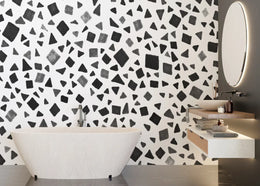 Seamless Terrazzo Black and Gray Shapes Wallpaper image 2