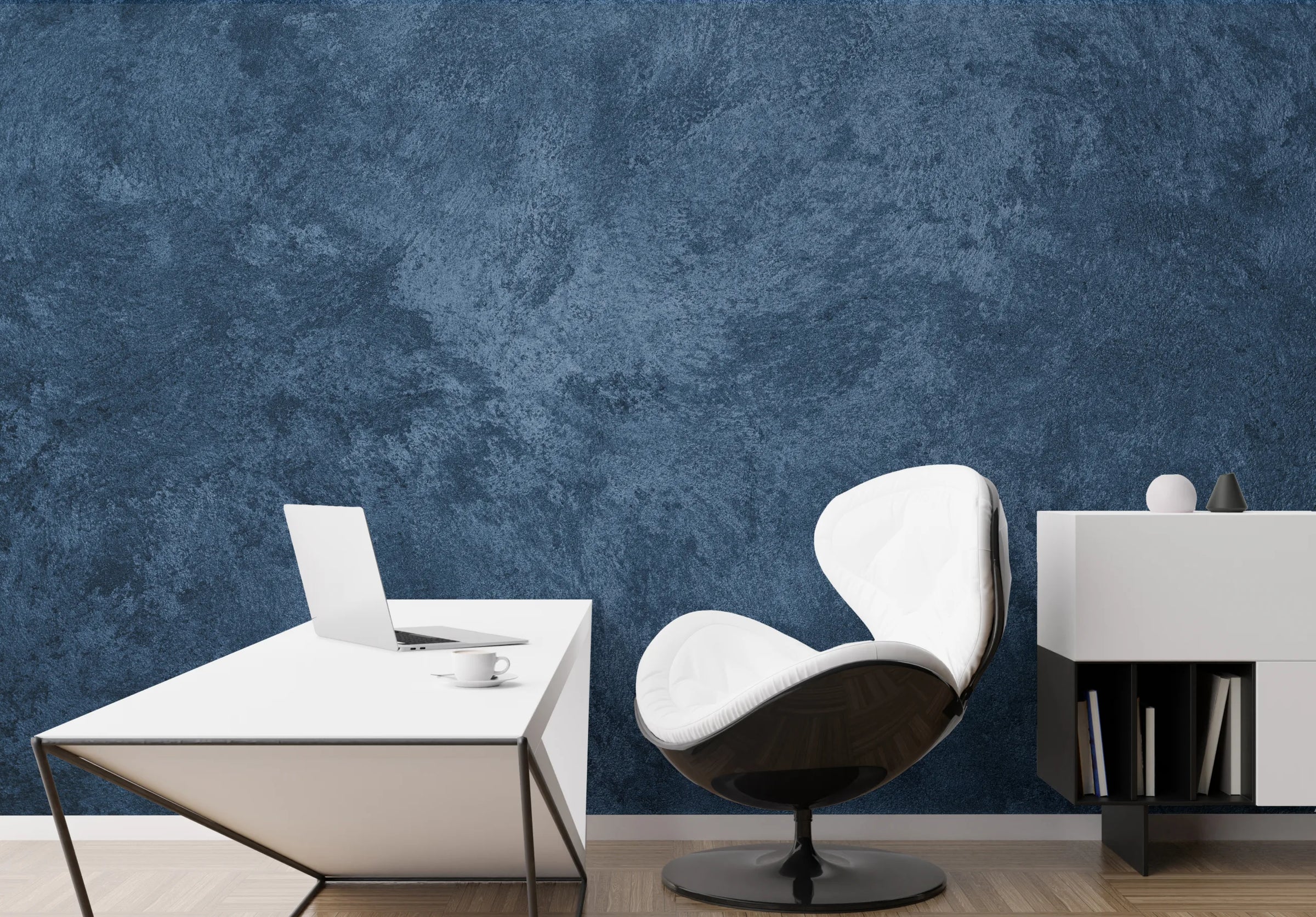 Concrete Urban Blue Office Peel and Stick Wallpaper image 0