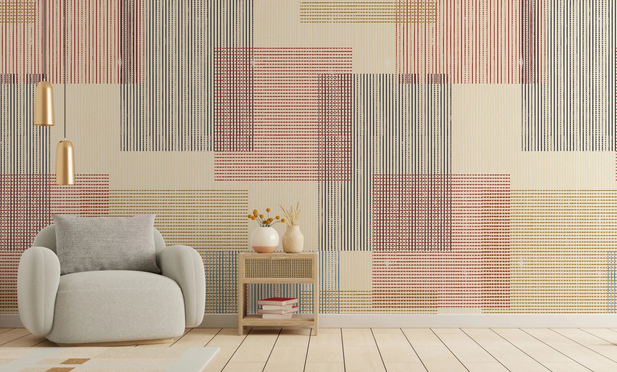 Abstract Geometric | Beige Multi-Color Peel and Stick Wallpaper image 3