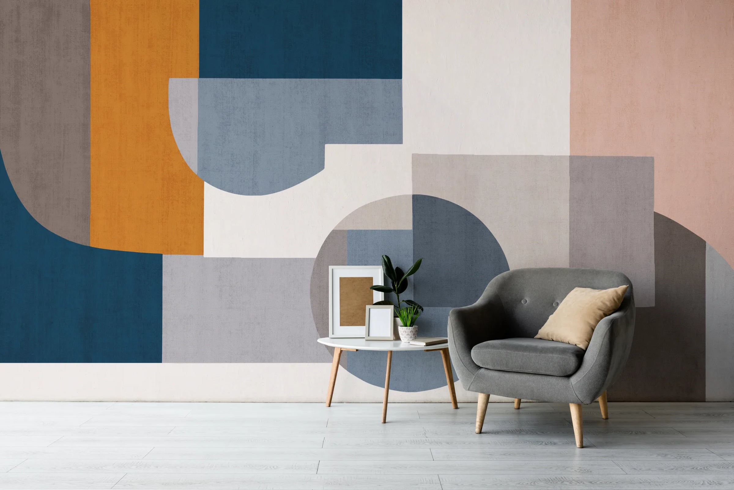 Geometric Fusion Abstract Mural Wallpaper image 2