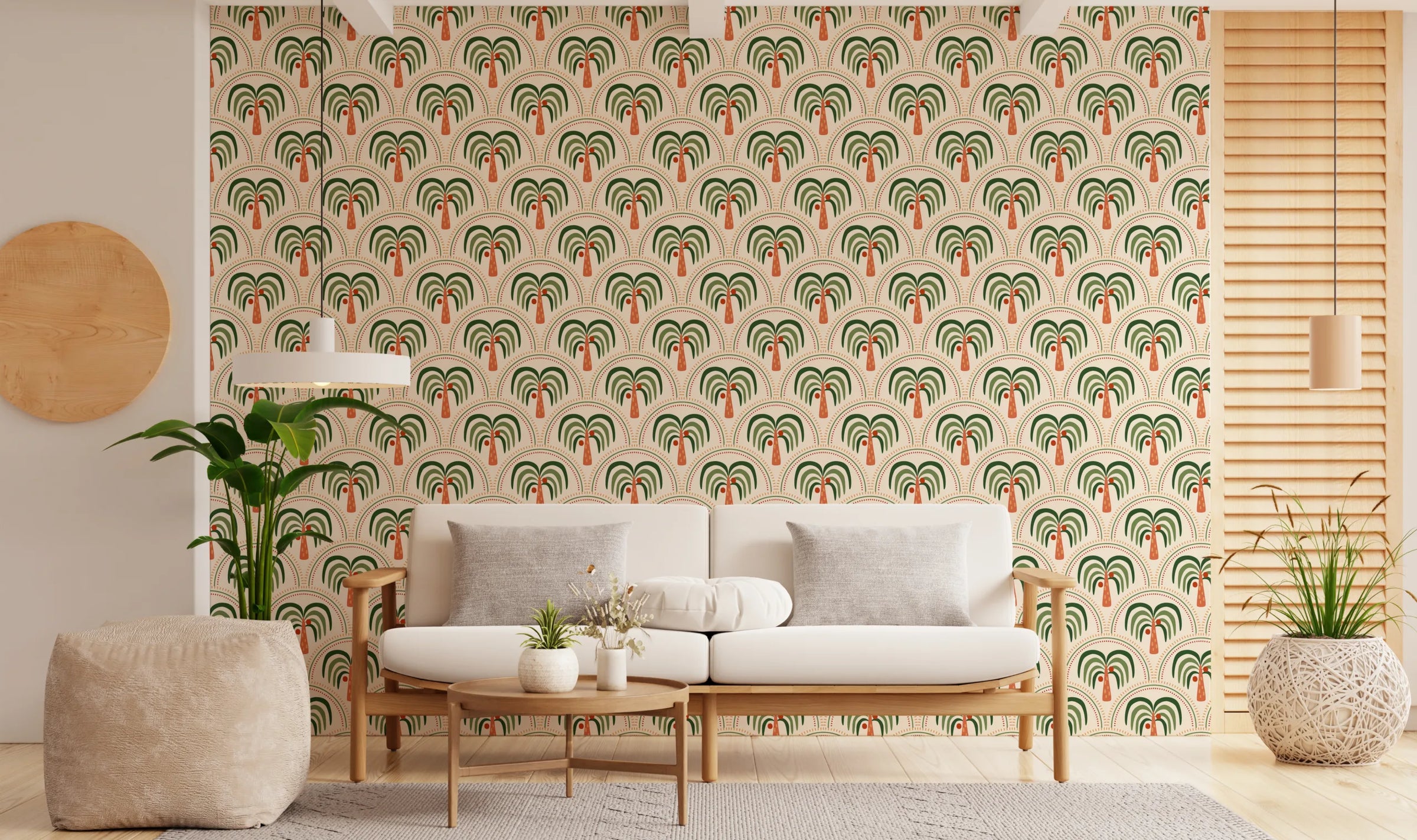 Minimalist Boho Palm Tree Retro Wallpaper Peel and Stick image 4