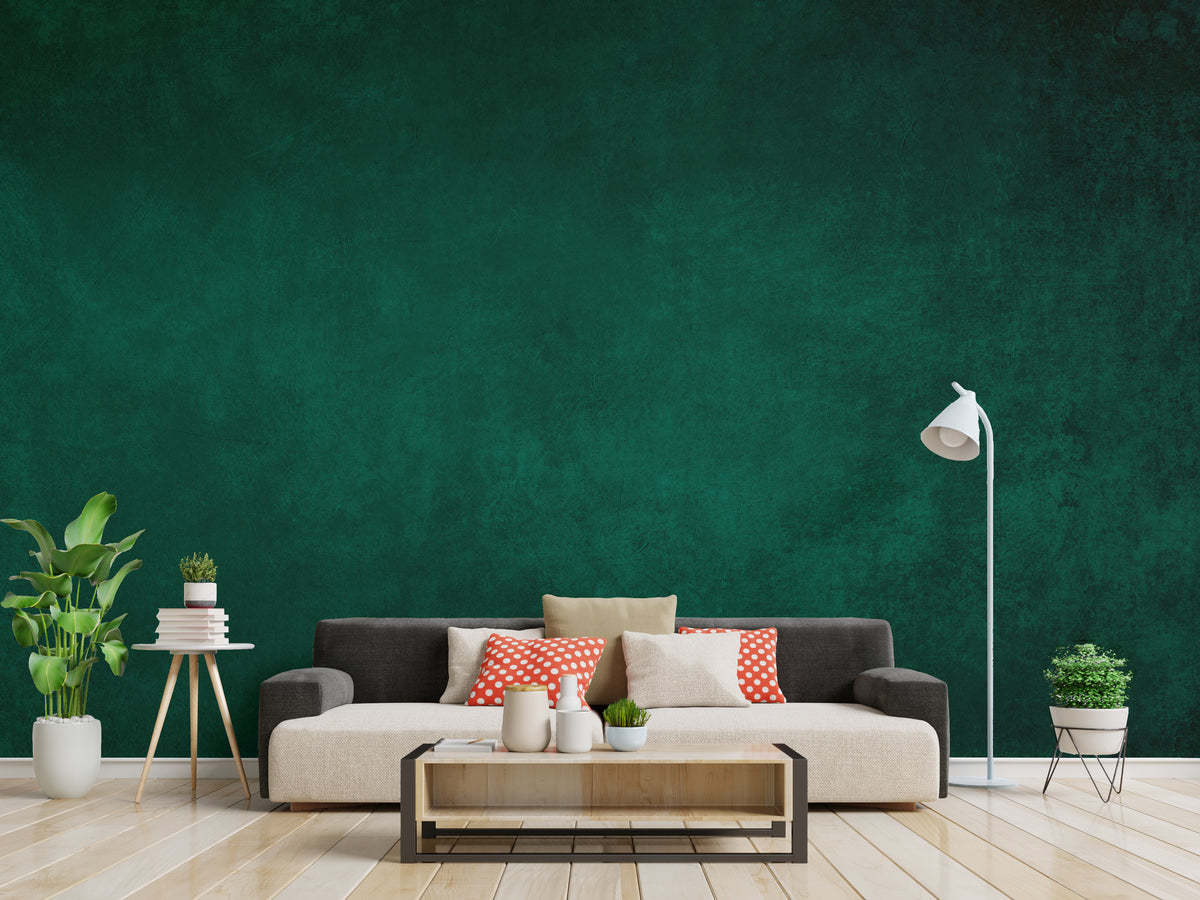 Viridian Green Concrete Wallpaper Peel and Stick Luxurious Living Room Decor