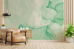 Green Watercolor Marble Wallpaper Mural image 4
