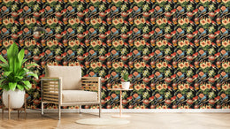 Exotic Tropical Birds Wallpaper | Black Floral Removable Bedroom Decor image 1