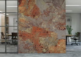 Aged Metallic Stone Wall Mural | Gray Orange Removable Wallpaper image 2