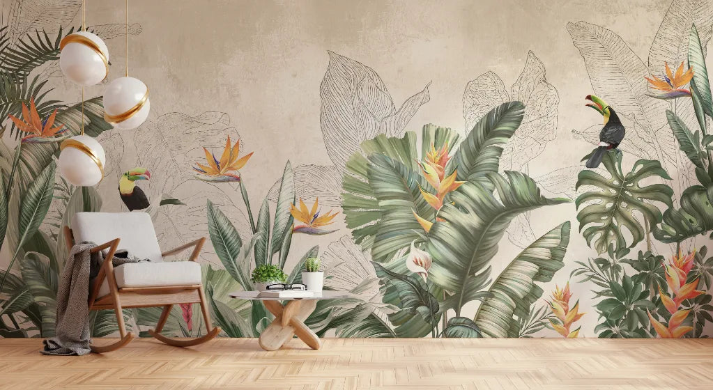 Large Green Tropical Wallpaper Murals image 3