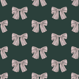 Cute Pink Bow Pattern Wall Covering| Dark Green Peel and Stick Wallpaper image 6