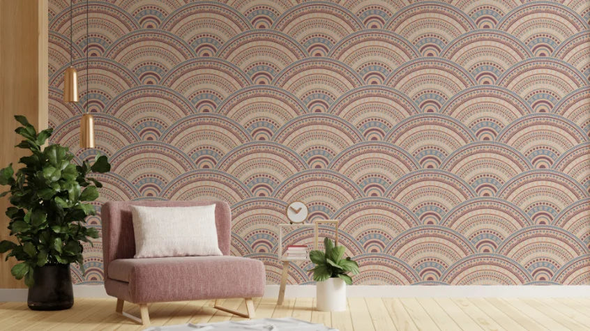 Vibrant Ethnic Boho Design Peel and Stick Wallpaper image 0