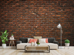 Rustic Dark Red Color Brick Wall Mural Art image 1
