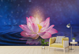 Floating Pink Lotus Aesthetic Zen Removable Wallpaper image 3
