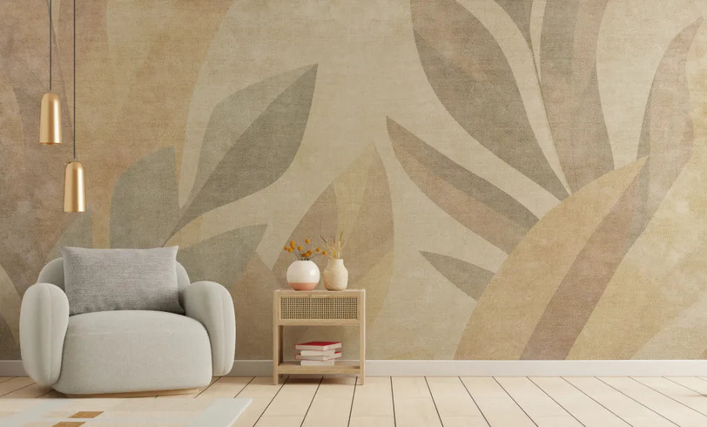 Beige And Ton Color Living Room Abstract Wallpaper image 2
