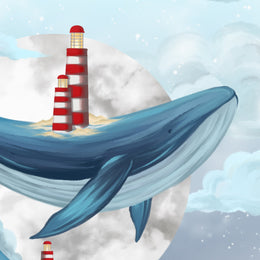 Fantasy Blue Whale Self-Adhesive Kids Wallpaper