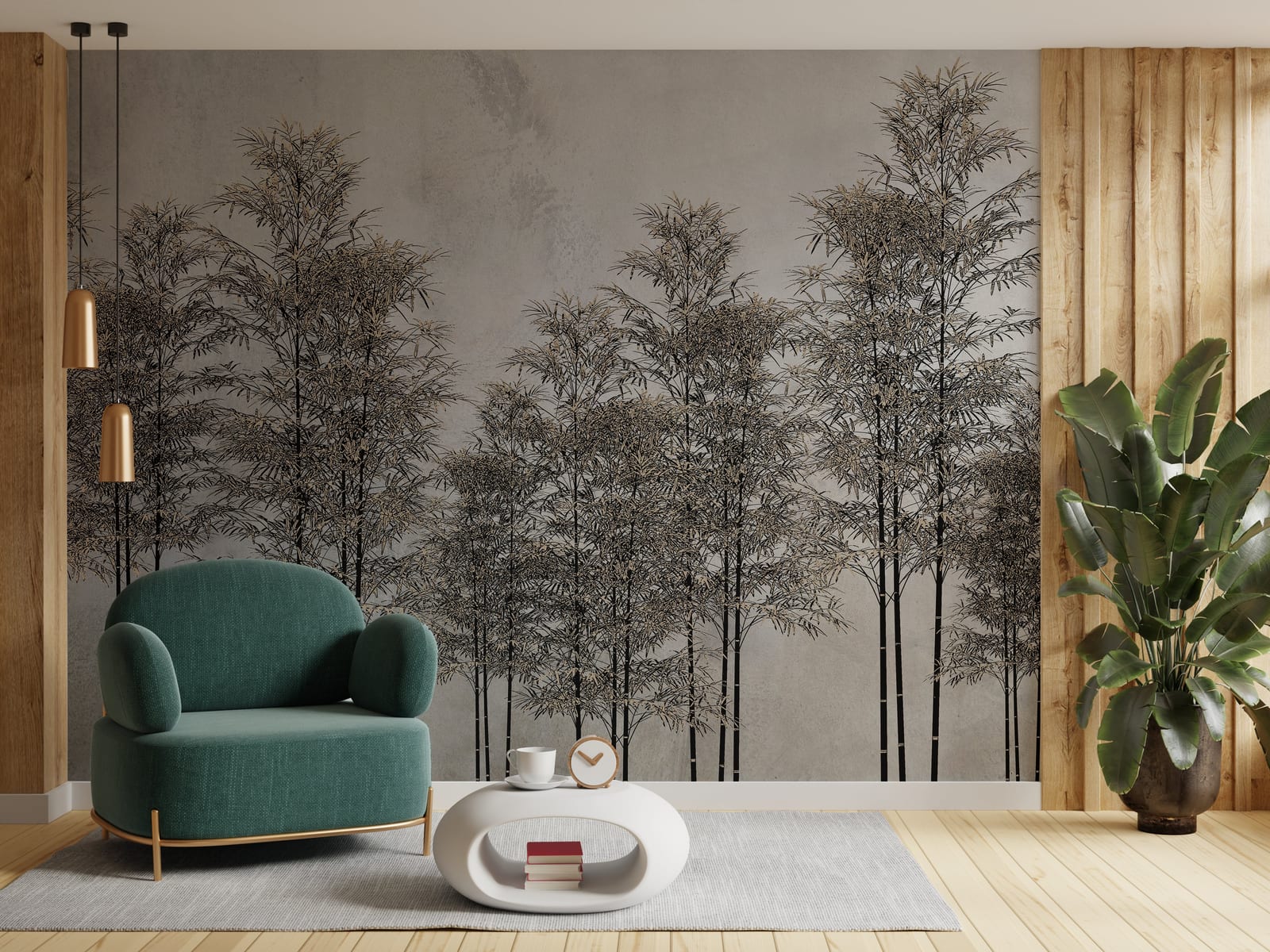 Bamboo Forest Wallpaper | Neutral Japandi Peel and Stick Wall Mural