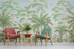 Tropical Jungle Wallpaper | Lush Green Animal Mural | Peel and Stick