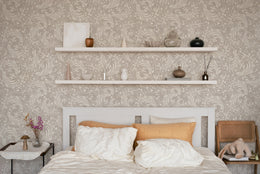 Damask Inspired Scroll Wallpaper | Gray Vintage Baroque Peel and Stick Wallpaper