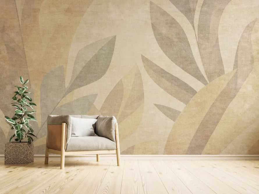 Beige And Ton Color Living Room Abstract Wallpaper image 4
