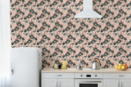 Japandi Crane Bird with Lotus Removable Wallpaper image 5