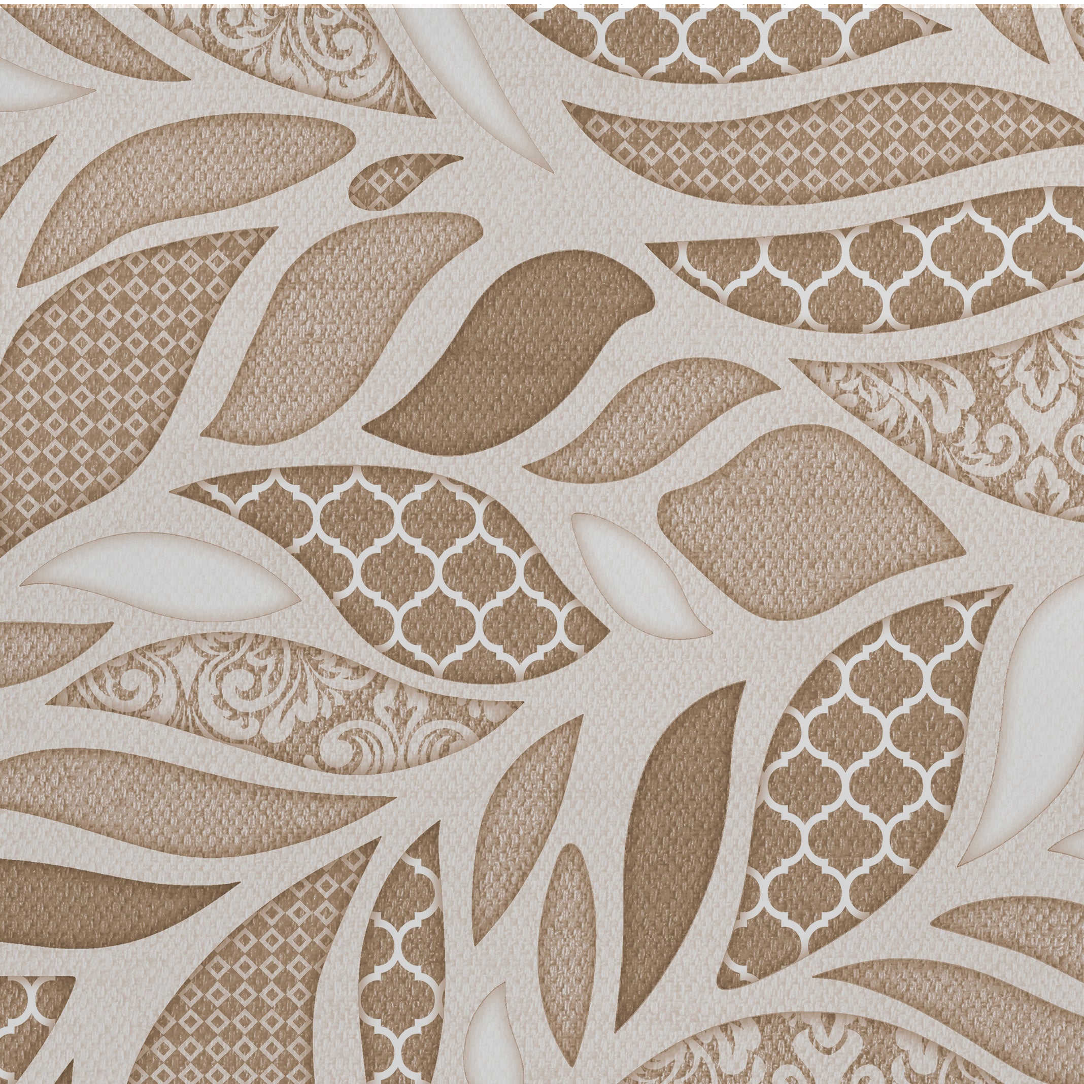 Beige Brown Leaf Design Wallpaper | Modern Botanical Style | Removable Wall Covering