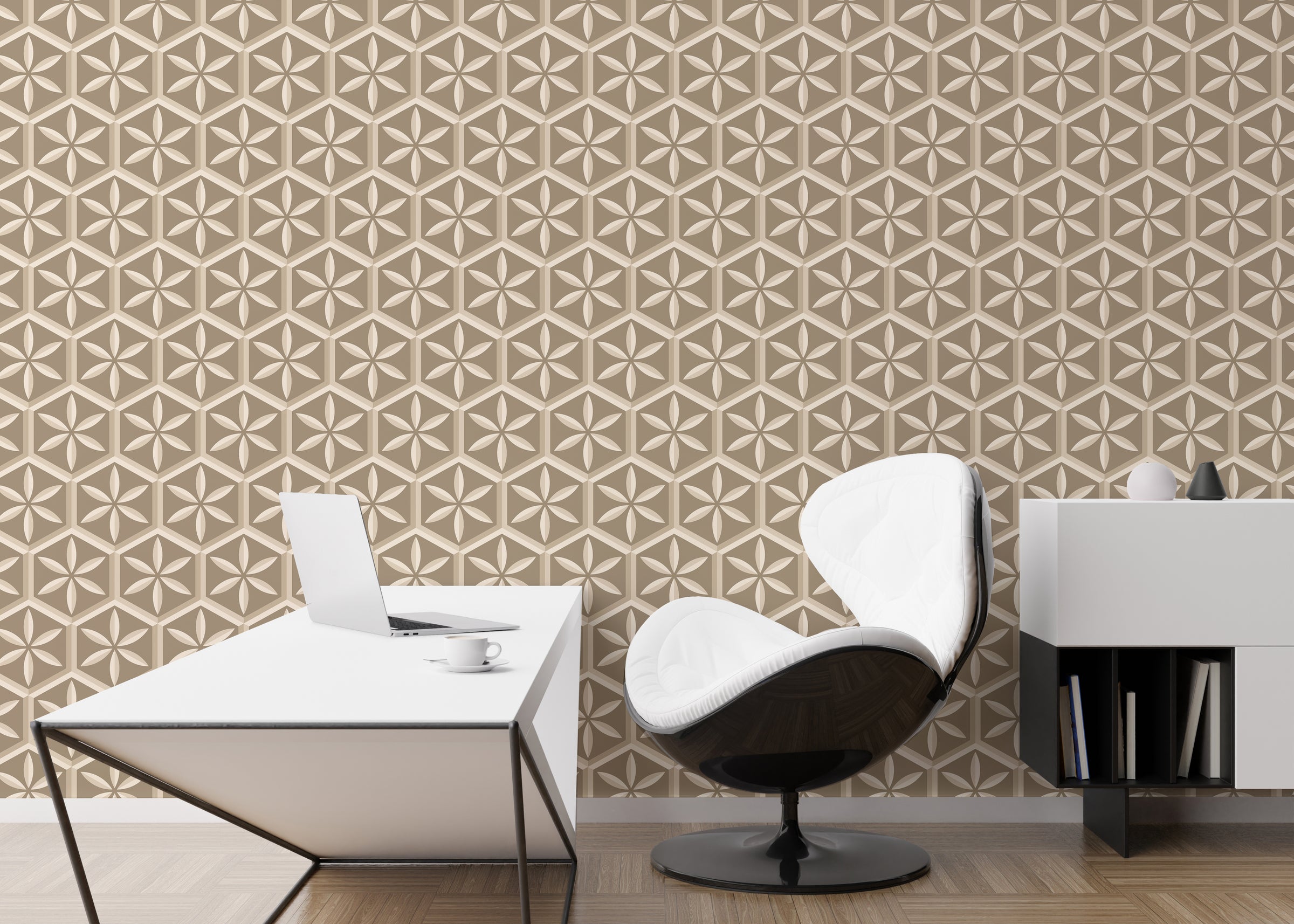 Beige Geometric Decor | Modern 3D Pattern Peel and Stick Wallpaper