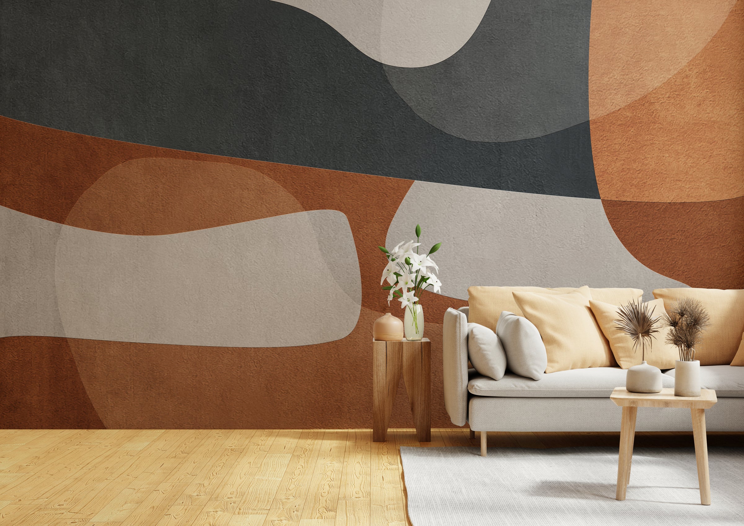 Soft Flow Abstract Wall Mural Yoga Room