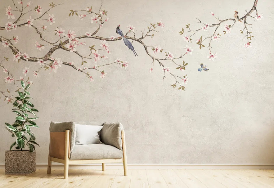 Chinoiseries Cherry Blossom Wallpaper Mural image 1
