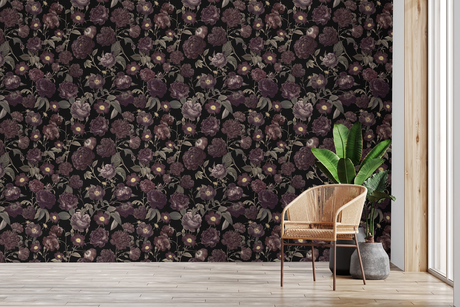 Vintage Rose Wallpaper | Dark Floral Peel and Stick | Bedroom Wall Decor