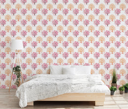 Repeating Pink Tree Wallpaper | Floral Peel and Stick Wallpaper
