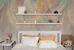 Soft Colors Feather Leaf | Neutral Boho Foliage Peel and Stick Wallpaper