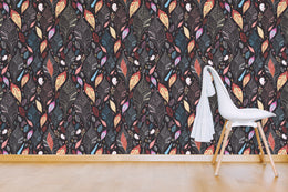 Colorful Leaf Pattern | Modern Botanical Peel and Stick Wallpaper