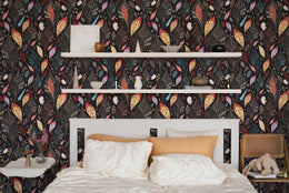 Colorful Leaf Pattern | Modern Botanical Peel and Stick Wallpaper