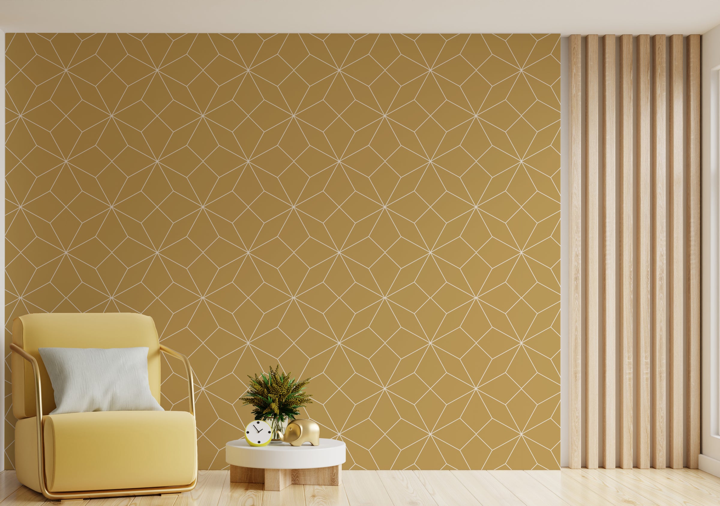 Geometric Diamond Yellow Self-Adhesive Wallpaper