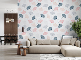 Modern ginkgo leaf botanical wallpaper pattern for elegant living room wall decor