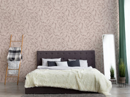 Neutral Leaf Wallpaper | Taupe Beige Botanical Leaves Peel and Stick