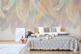 Soft Colors Feather Leaf | Neutral Boho Foliage Peel and Stick Wallpaper