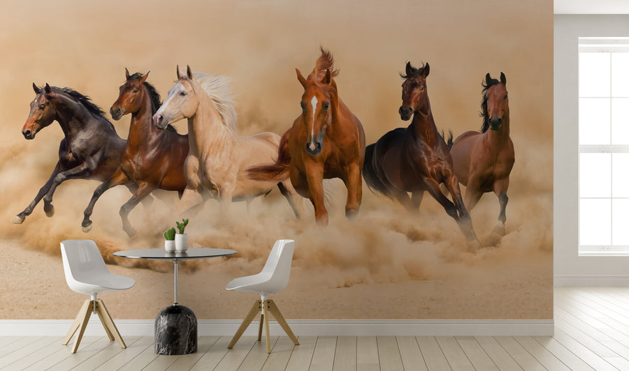 Running Horses Wallpaper | Wild Desert Horse Peel And Stick Wall Mural