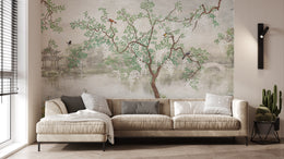 Natural green leaves wallpaper mural for living room wall decor