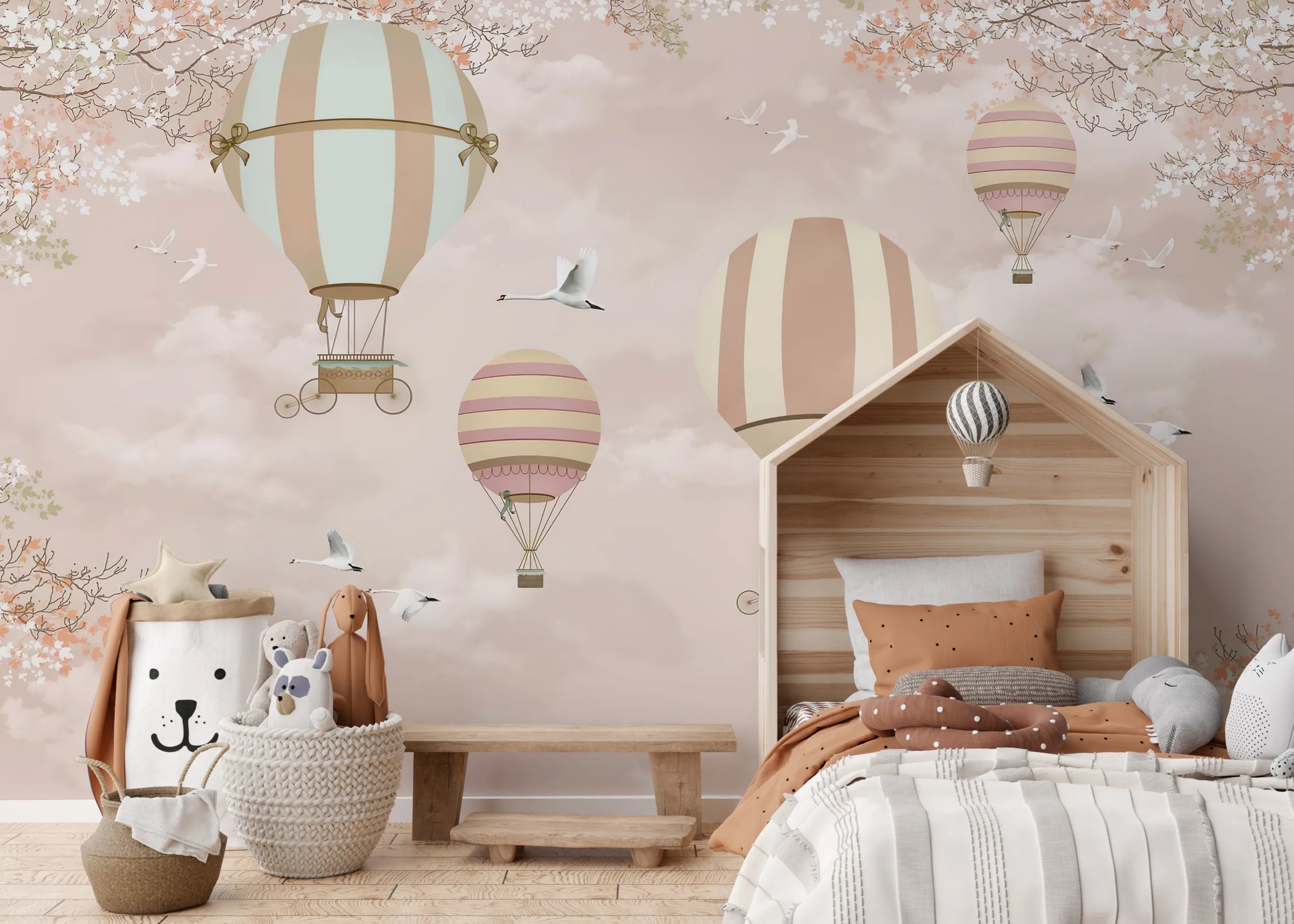 Pink Air Balloons Dreamscape Kids Removable Wallpaper image 4