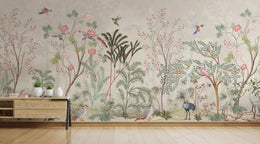 Chinoiserie Botanical Tree Mural | Floral Peel and Stick Wallpaper image 3