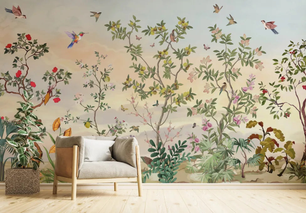 Chinoiseries Birds And Leaves Removable Wallpaper image 3