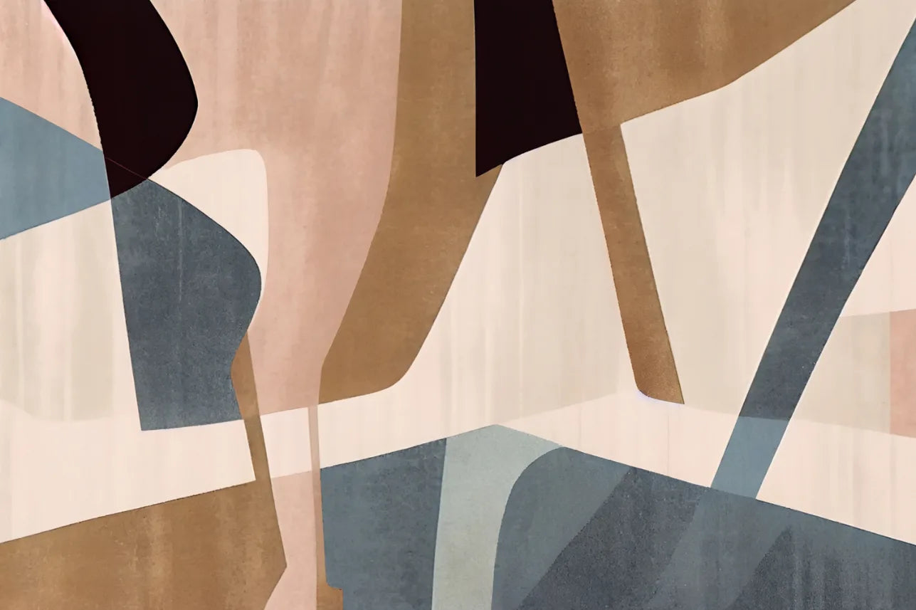 Contemporary Abstract Wall Mural | Peel and Stick Beige Blue Wallpaper image 5