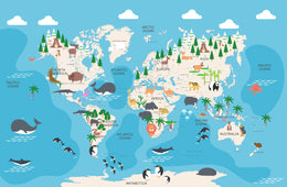 Toddler Animal World Map Peel and Stick Wallpaper image 5